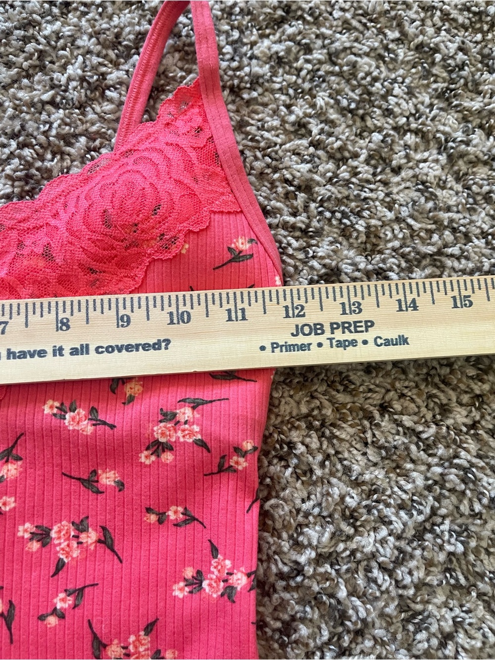 NWT Victoria's Secret PINK Floral Lace Trim Ribbed Bodysuit Cami Top XS Coral - Picture 6 of 15